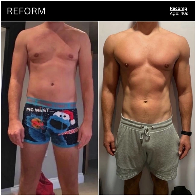 Client body transformation, upper body progress.