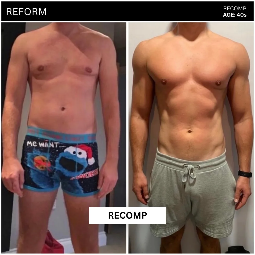 Client body transformation, upper body progress.