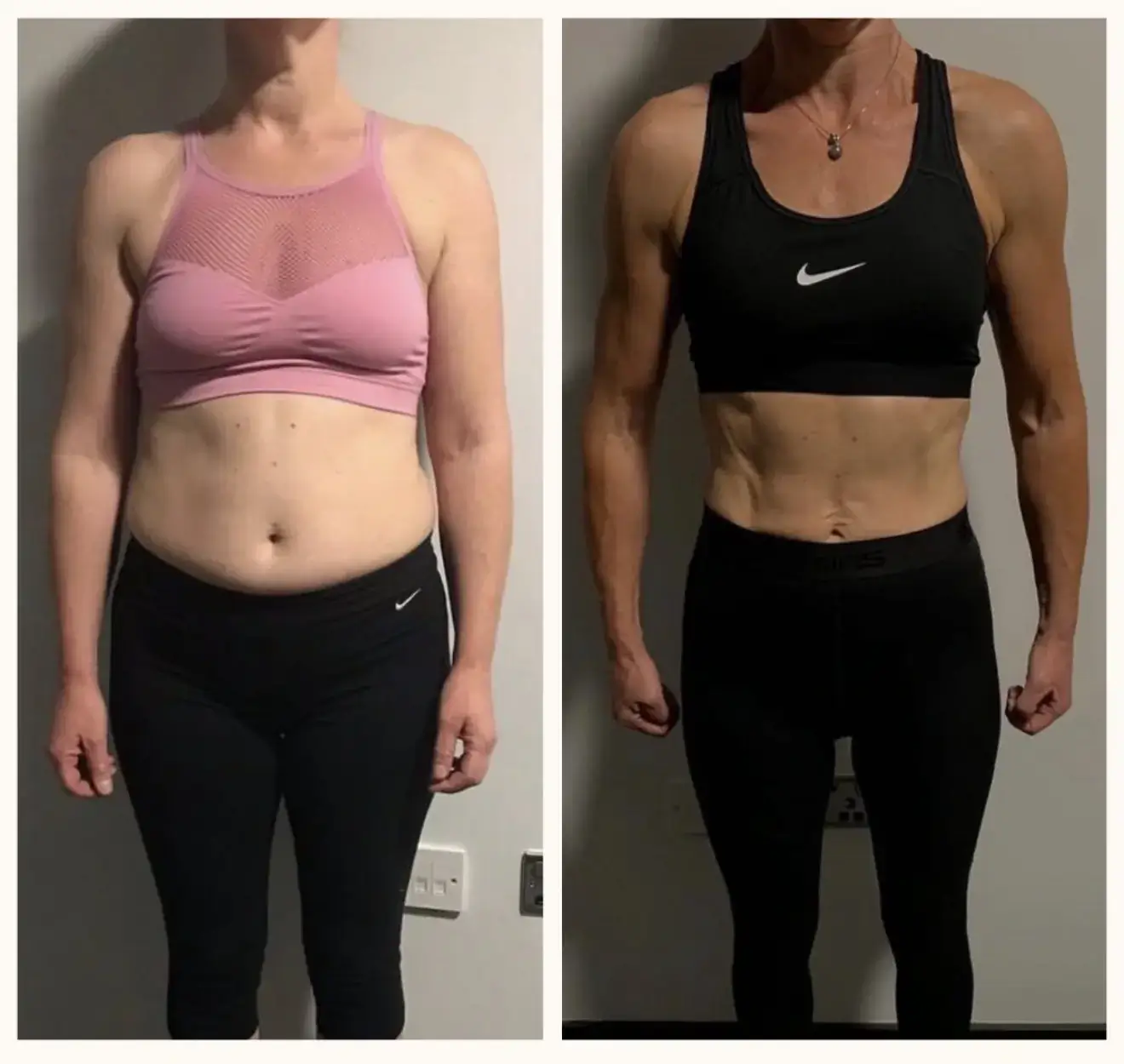 Client body transformation, side view progress.